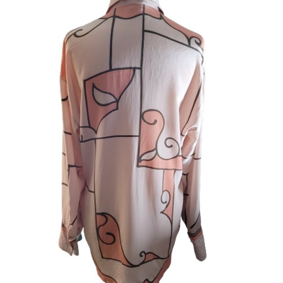 MARIO PUCCI CECCONI SIGNED ITALIAN 100% SILK VINTAGE 1960'S LONG SLEEVE BLOUSE - Picture 9 of 12
